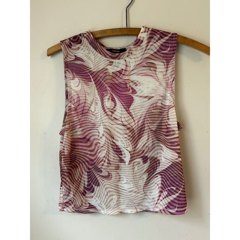 Vintage Y2K Forever 21 Women's Mesh Swirl Tank Size M Indie Sleeze Streetwear
